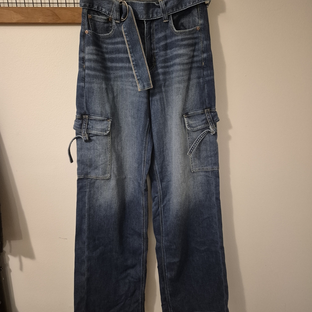 Women's Blue Cargo Jeans
